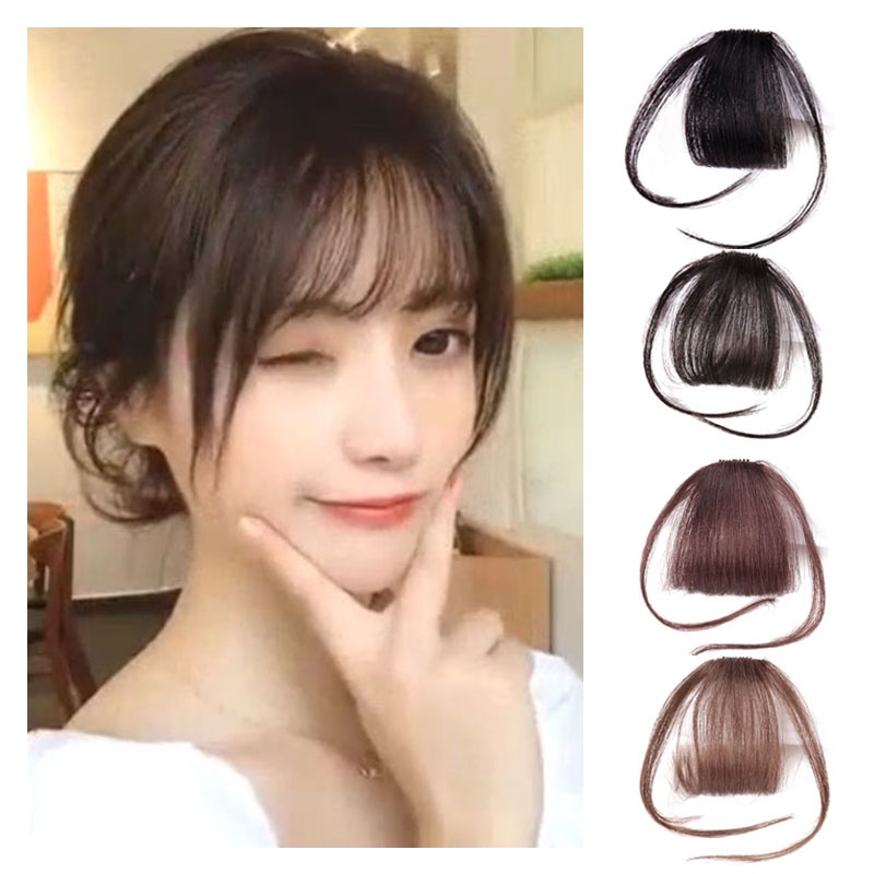 [ACKER] poni udara Gadis Korea Tipis Teguran Rambut Ekstensi Rambut Air Bang Ekstensi Klip Alami Di Depan Fringe Rambut Ekstensi