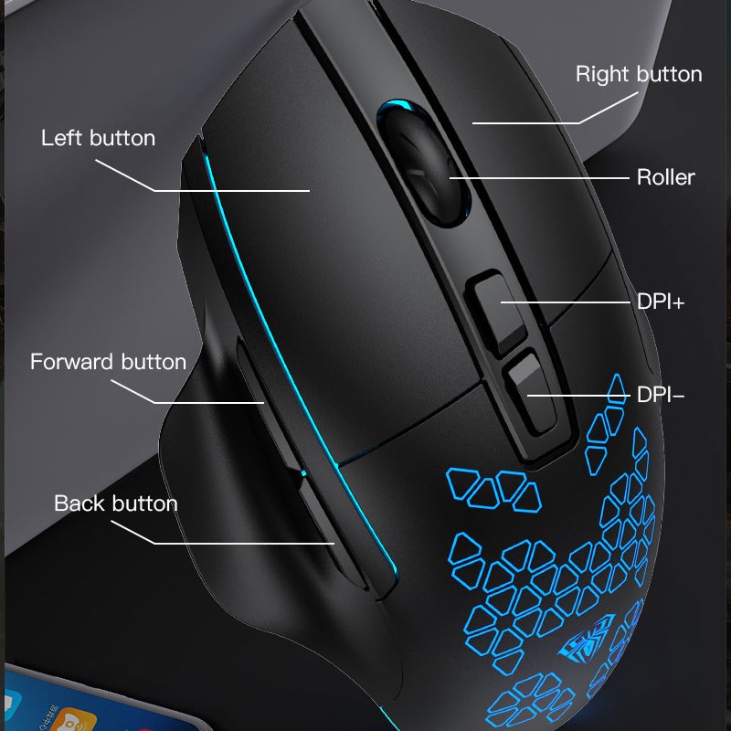 Mouse Gaming Hexagonal Style AULA F-812 Macro-RGB-7200DPI-AULA F812