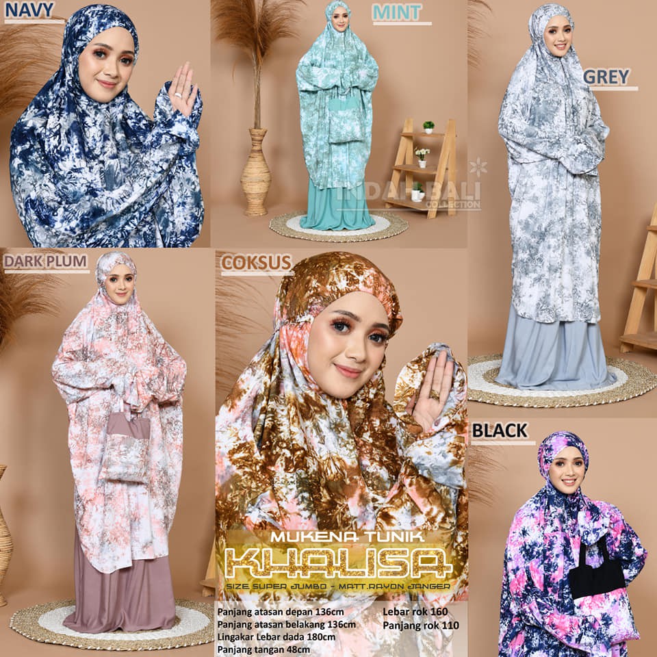 Mukena Tunik Khalisa dan khalisa invers/Mukena Dewasa/Mukena Bali/Mukena Super Jumbo