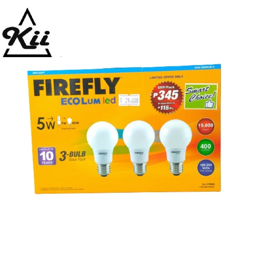 FireFly Value Pack Bohlam Bulb LED Putih 3Pcs - Lampu Bohlam 3 Pcs