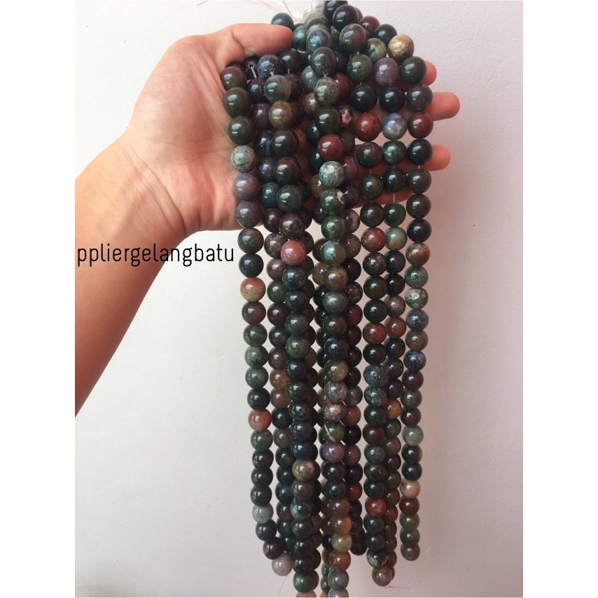 supplier bahan batu giok indian agate bacan 14mm akik bloodstone heal stone healing peredaran darah