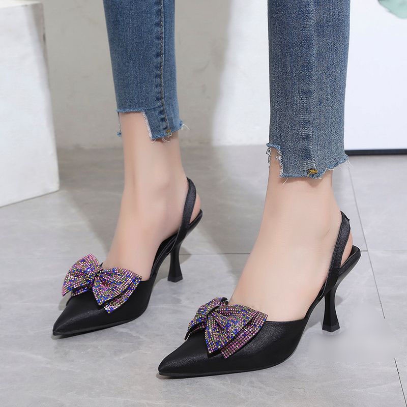 RYX - Ribbon Sequin Sepatu Heels Hak Wanita Fashion Casual / Pesta - Ori Import