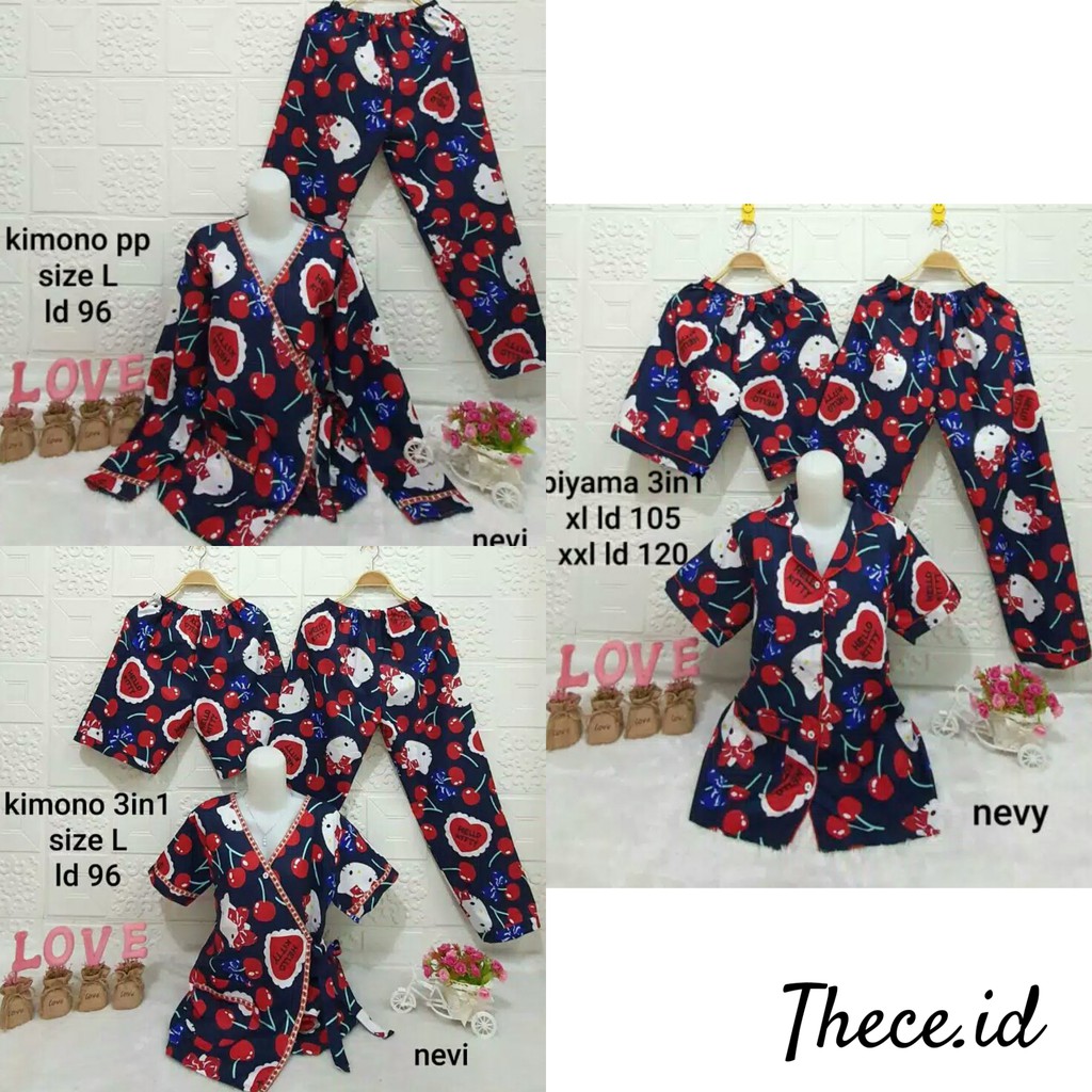 Thece.id Piyama 3in1, Kimono 3in1, Kimono PP Motif Hello Kitty #tc001036