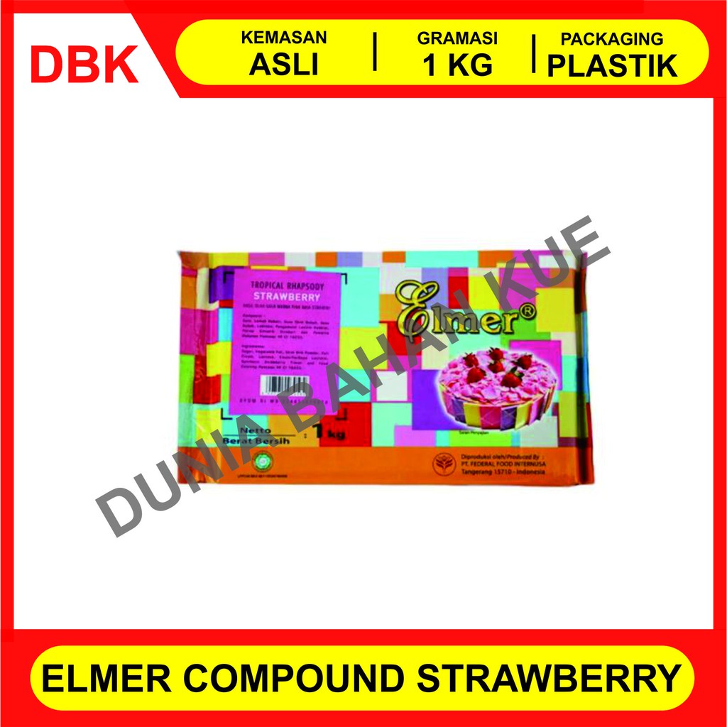 

ELMER COKLAT BATANG / CHOCOLATE COMPOUND 1 KG - STRAWBERRY