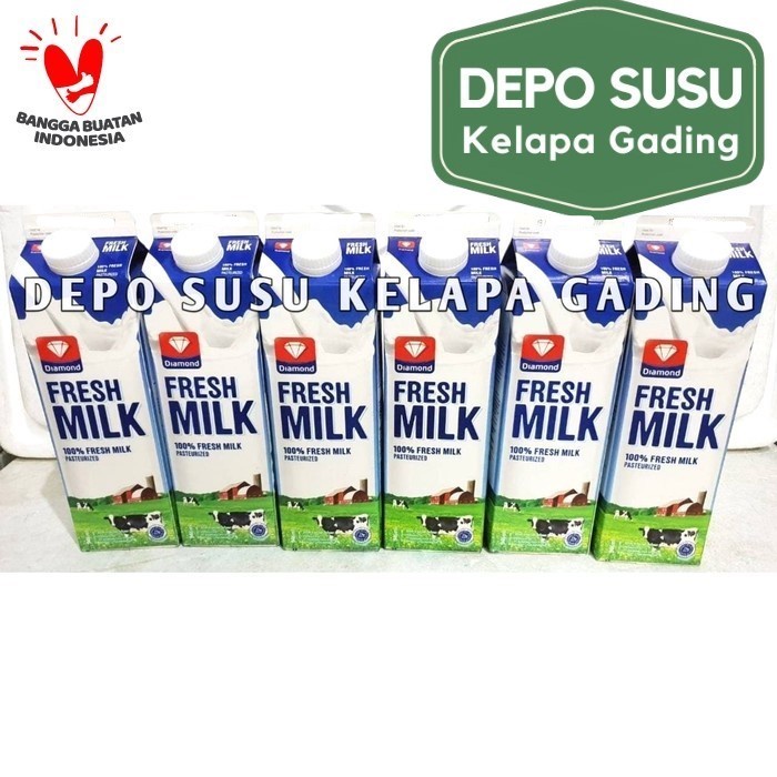 Susu Diamond Fresh Milk Satuan 1 Liter | 1lt Diamon Full Cream Segar Plain lt Pasteurisasi