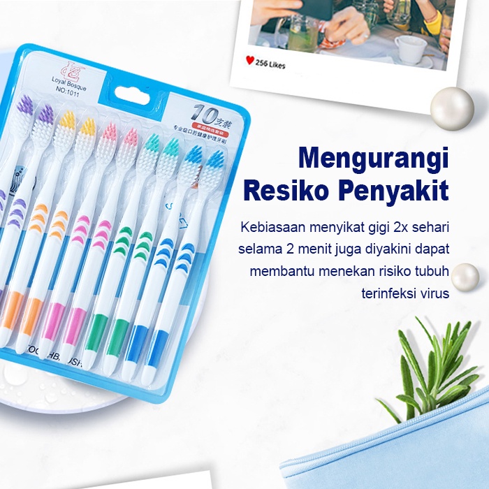 [PAKET HEMAT] Sikat Gigi Set Dewasa 10pcs in 1 Double Care Sensitive Soft-Sweet Bee Deep Clean Tootbrush Anti Rontok Anti Iritasi Peralatan Mandi Perawatan Mulut Import - YS-4 - 88_Blanket Store