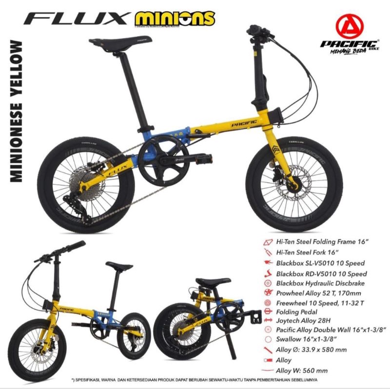 Sepeda lipat 16 Inch Pacific FLUX Minions Hydraulic