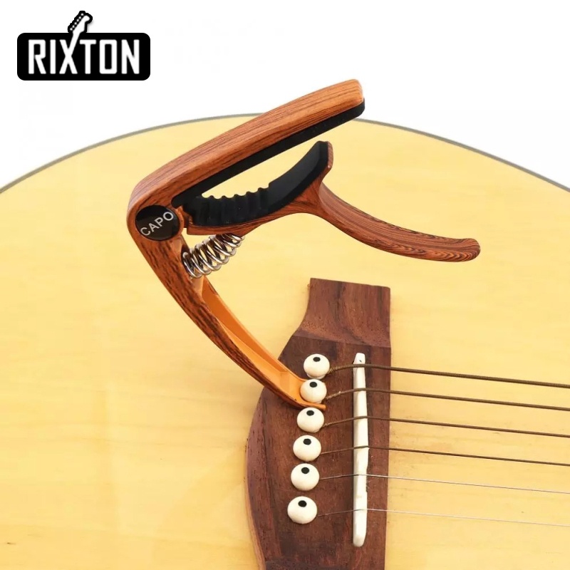 Rixton Guitar Capo LGL-06 Clamp Aluminium Alloy Logam Kayu Butir Perubahan Cepat Kunci Nilon Akustik