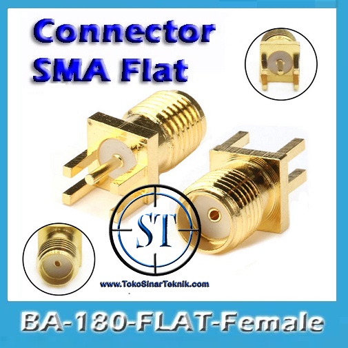 BA-180-Flat-Female Connector Cewek SMA PCB 5P Konektor Lurus RPSMA RP-SMA 5 Pin Antena