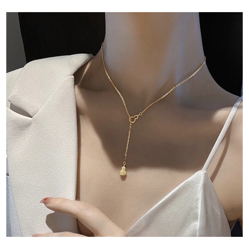 Kalung Titanium Serut Mata Tanam Trending Vintage Korea Fashion Style