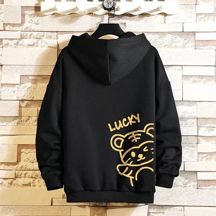 LUCKY LION SWEATER HOODIE OVERSIZE MAT FLEECE ( MR )