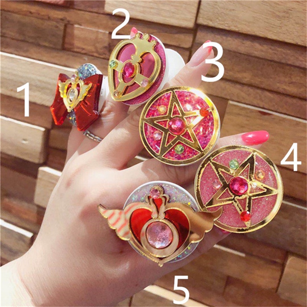 QUINTON Special Sailor Moon Mobile Stand For Girls Gifts Holder Socket Anime Sailor Moon Holder Standing Phone Accessories Creative Cute Girls Phone Holder Phone Mount Finger Ring