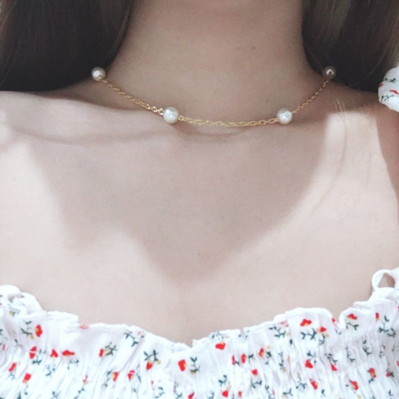 Fara Korean Pearl Necklace Kalung Mutiara Korea Rantai