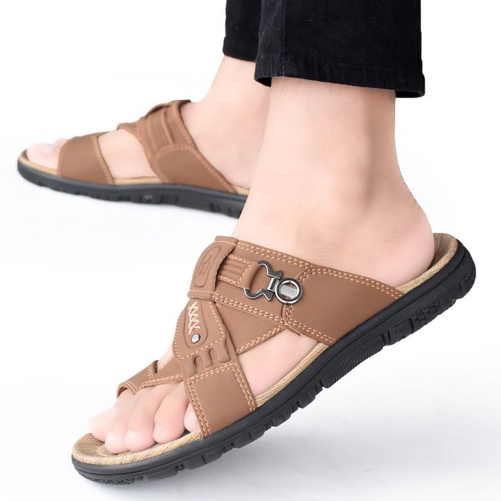 L-TRACK Sandal pria model selop size 39-43 bahan sol pvc non slip upper kulit sintetis