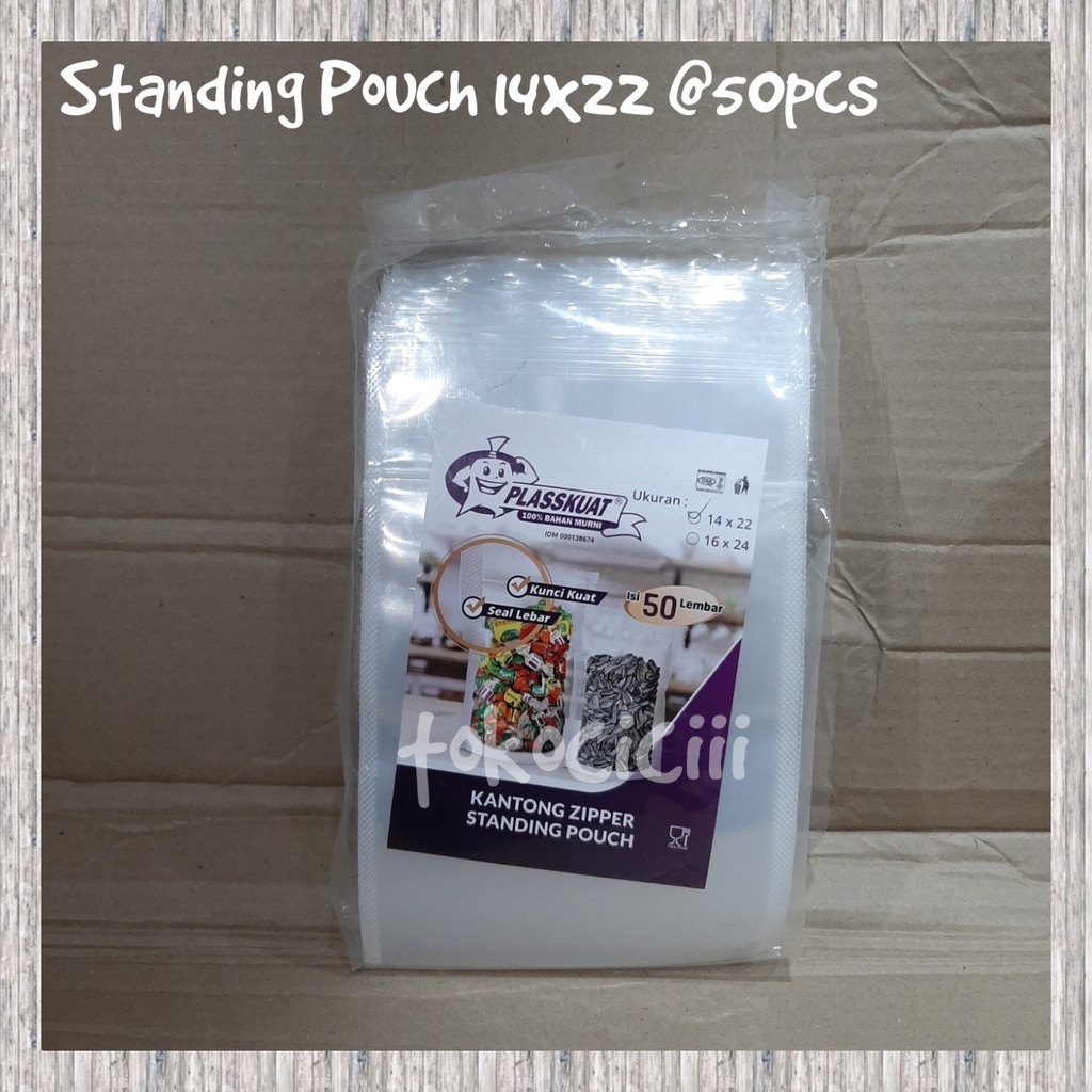 Standing Pouch 14 x 22 cm Kemasan Plastik klip Plastik Zipper