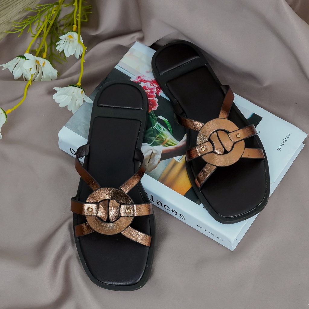 Sandal CK 399 / Sendal Selop Santai Wanita Model Terbaru Kekinian CnK 399 Flat 1.5cm By Dailyshoes_id