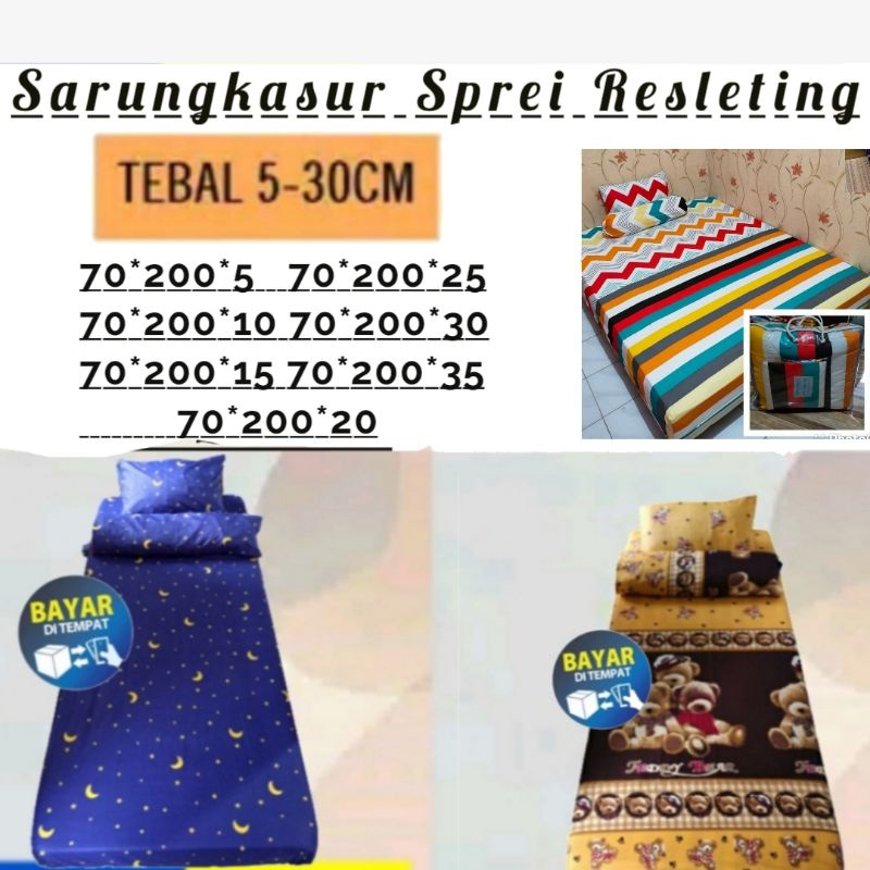 SARUNG KASUR SPREI RESLETING SIZE  70*200* tingginya (5*10*15*20)