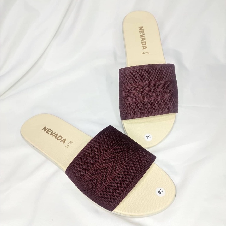 Sandal Wanita slop rajut import / Sendal Teplek Kekinian Sandal Terbaru Tali Murah Flat Viral NEVADA 2022