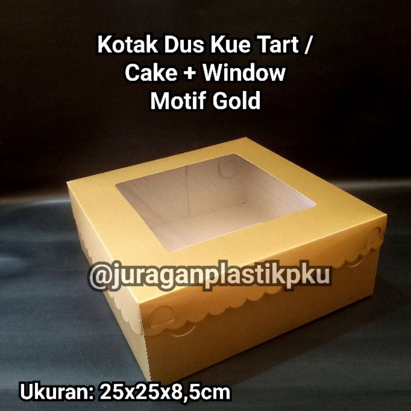 

Kotak Kue Tart / Box Cake Motif Gold 25x25 cm | Dus Kue Tar Ulang Tahun 25 x 25 Transparan Makanan