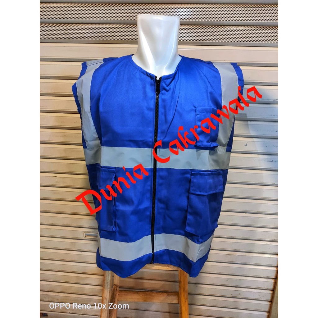 Rompi Safety Bahan Drill / Rompi Proyek / Rompi Warna Biru