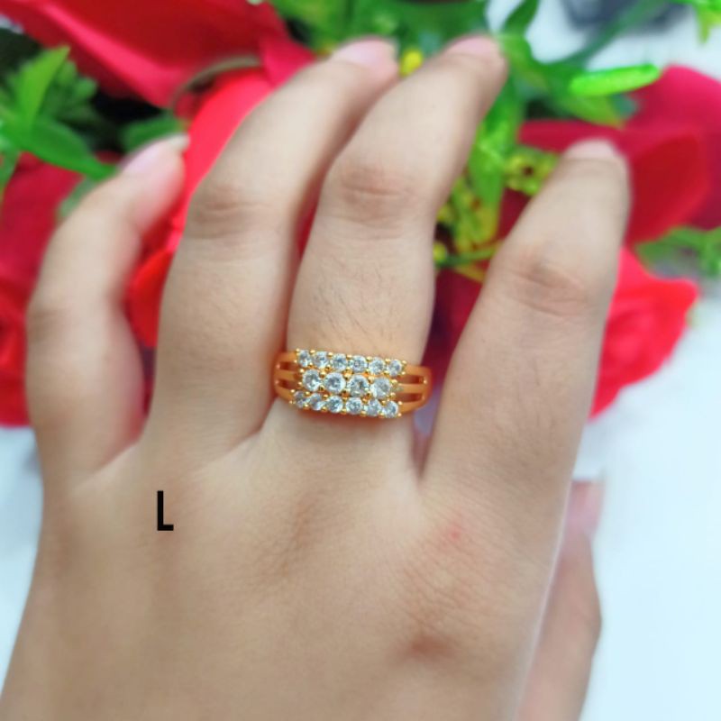 cincin wanita Titanium motif pilihan anti karat lapis emas 22k