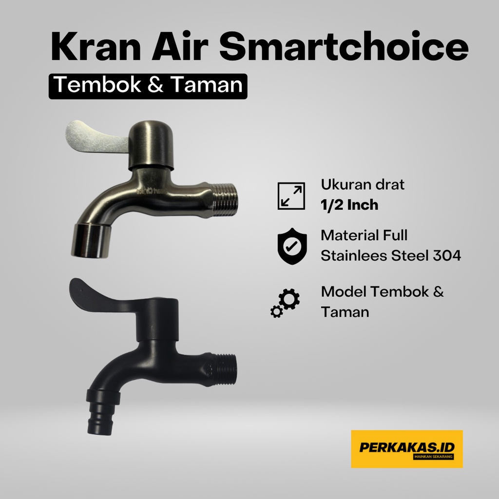 Kran Air Taman Tembok Hitam Stainless Steel SUS 304 SMARTCHOICE