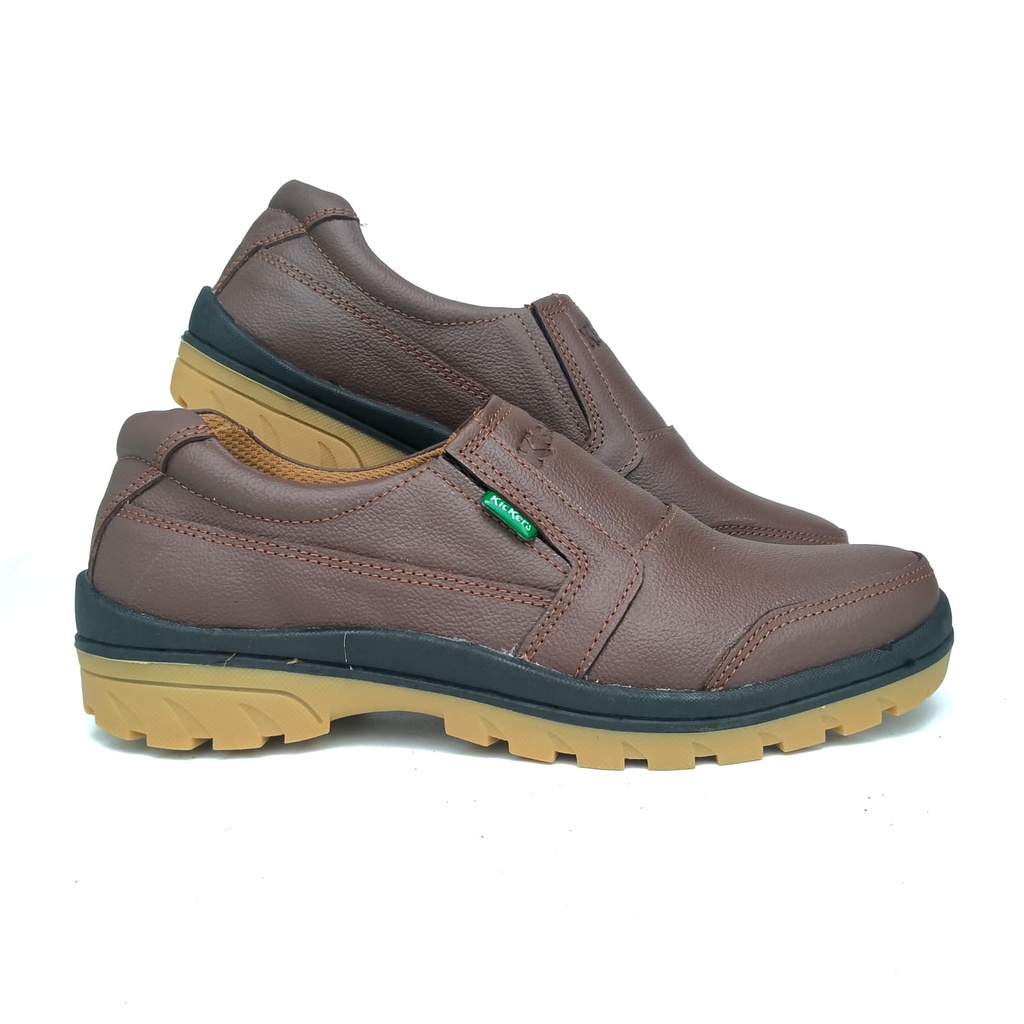 sepatu casual kickers kulit pria bahan kulit asli
