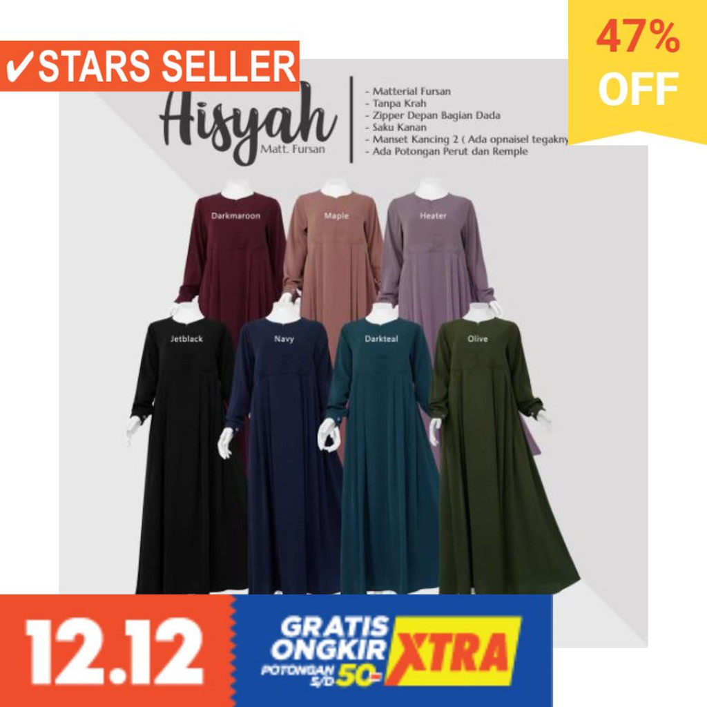 BUSANA MUSLIM PEREMPUAN FASHIONABLE CEWEK CANTIK / Gamis Aisyah Bahan Fursan By Alhauraa