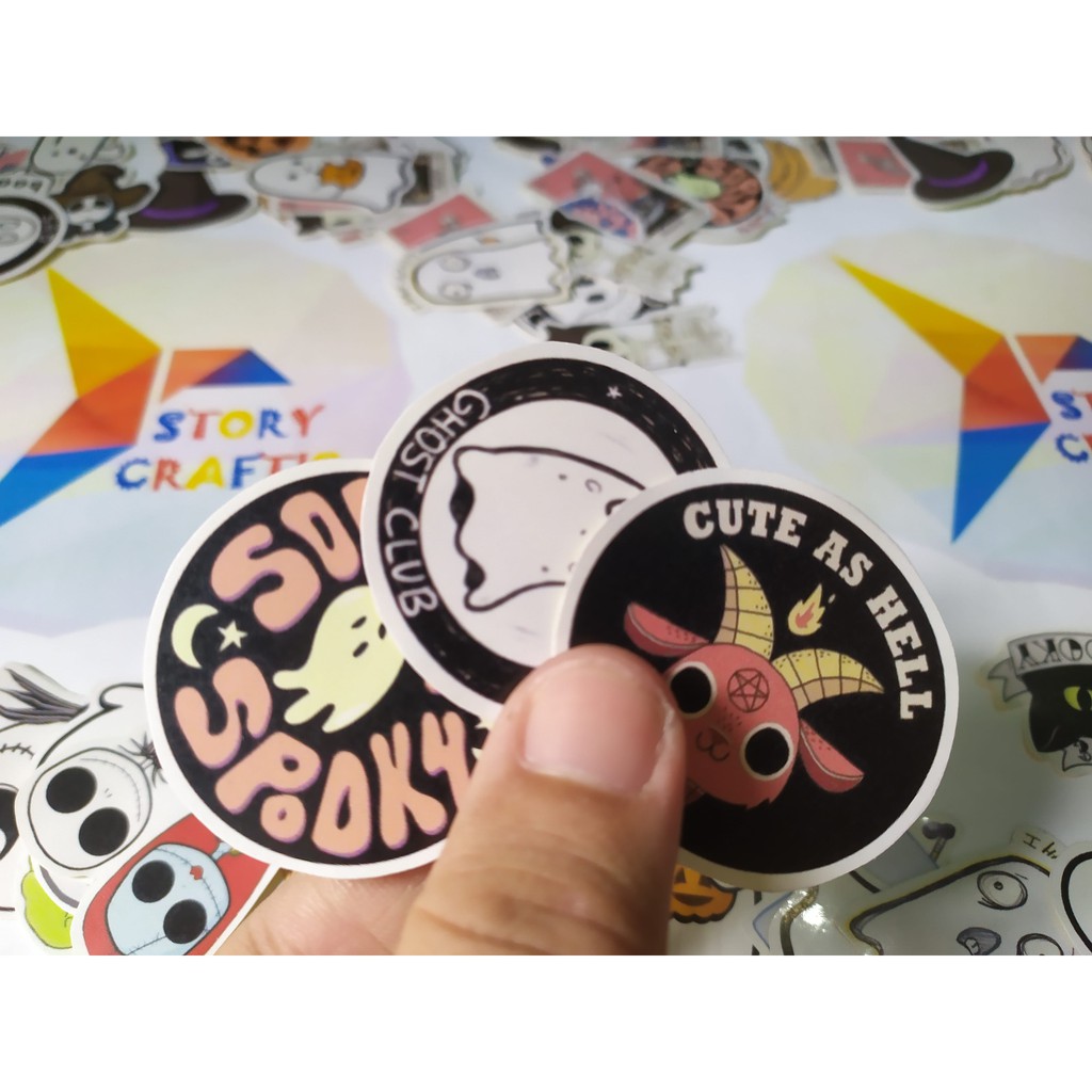 

Sticker Animasi Kartun Hantu Lucu Imut Bahan Glosy Sticker Photo Paper Promo