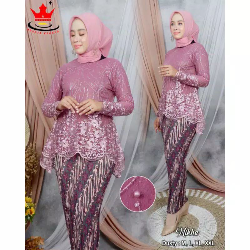 ADE✓Set Kebaya MIKHA/Kebaya Fashion/Kebaya Tulle/Kebaya Wisuda/Kebaya Cantik