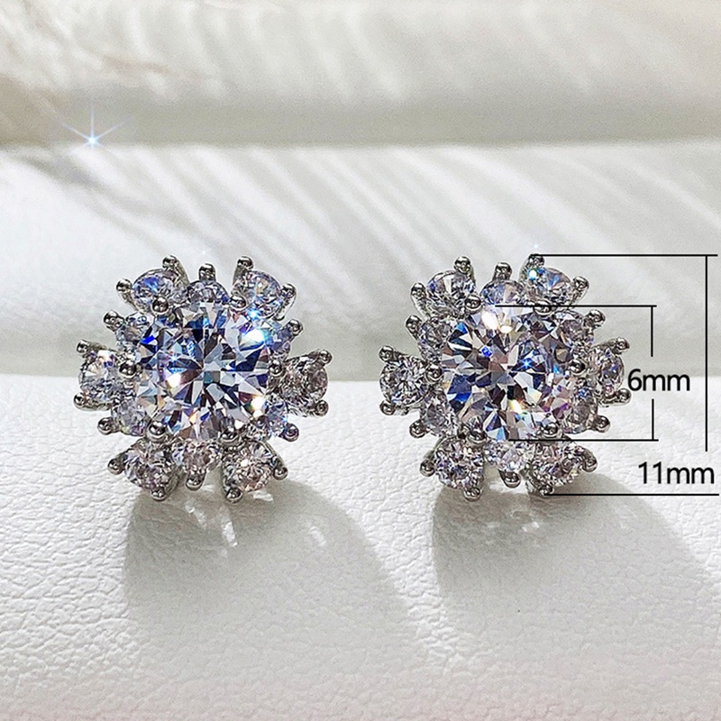 Fancyqube Anting Tusuk Bentuk Bunga Hias Cubic Zirconia Untuk Wanita