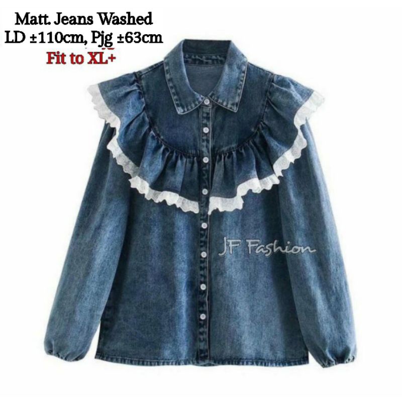 RENNA BLOUSE JEANS RENDA XXL / Blouse Jeans Renda /Blouse Denim