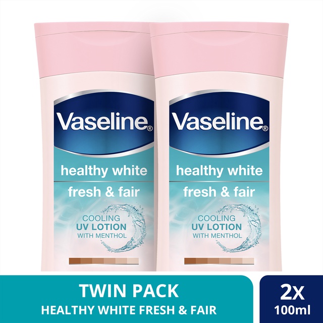 Vaseline Healthy White Fresh Fair Cooling Uv Gel Lotion 100ml Twin Pack Indonesia