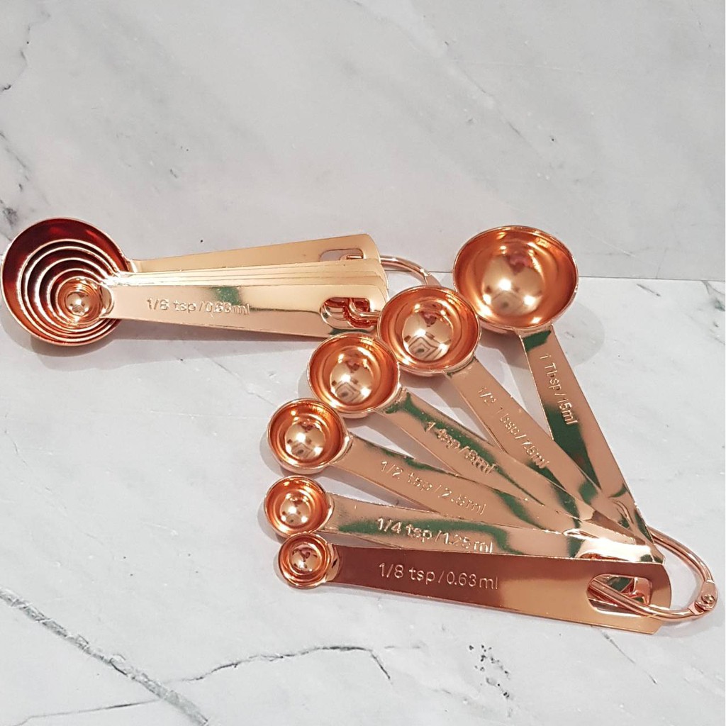 sendok takar stainless full rosegold ukuran ml dan gr measuring spoon