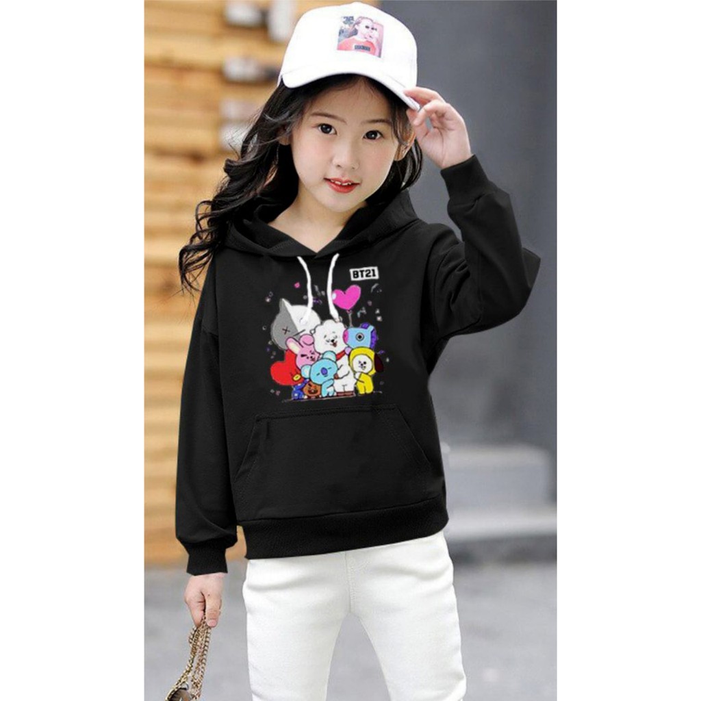 KALILA - BT21 Hoody Sweater Baju Anak Perempuan / Bahan Fleece