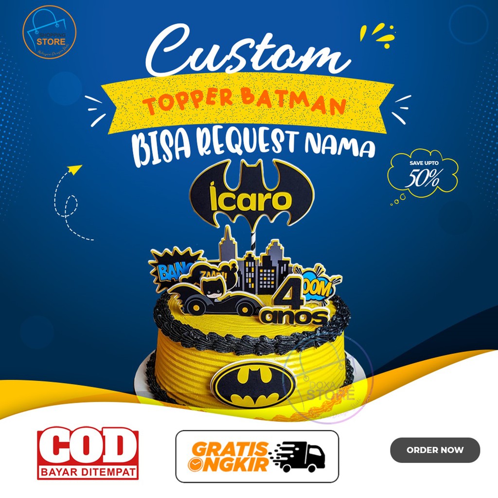 Topper Cake Happy Birthday Custom BATMAN Kualitas