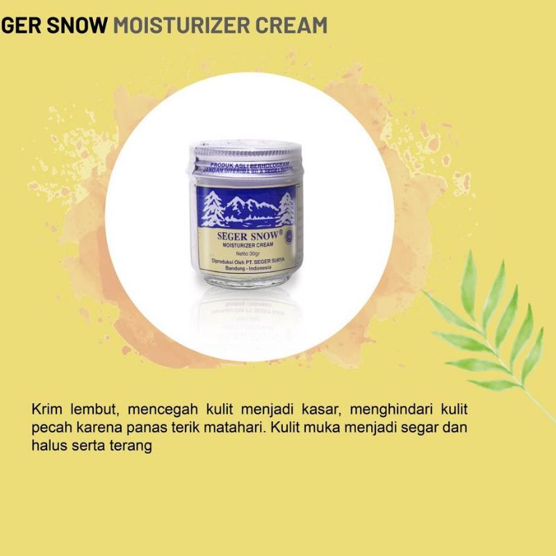 SEGER SNOW MOISTURIZER 30 GRAM / SEGER SNOW CREAM BELING