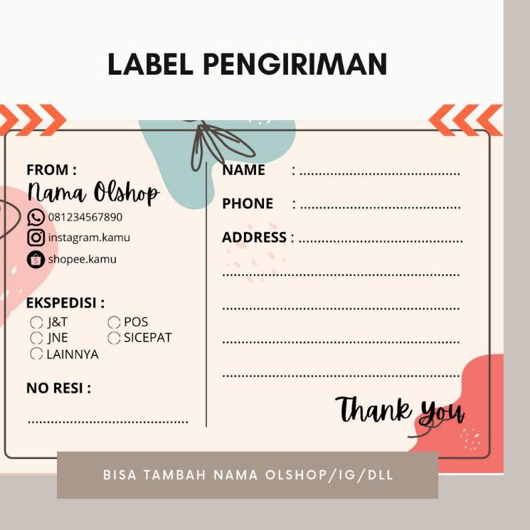 

(TREN TERBARU) (40pcs) Label Pengiriman Olshop | Stiker Alamat