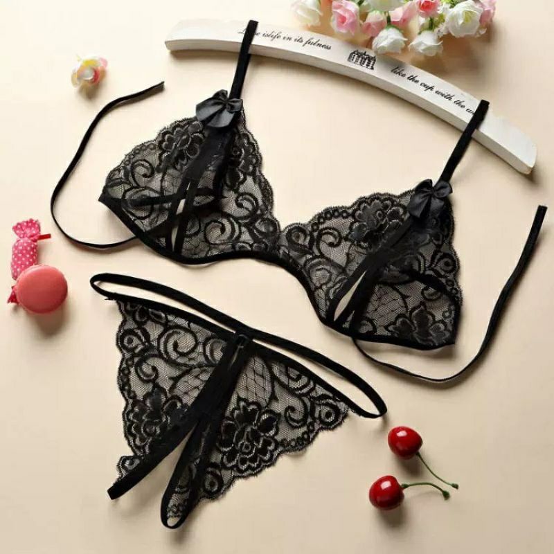 Iingerie sexy hot Set Bra + Gstring lingerie big size cosplay lingering sexy jumbo baju tidur sexy l