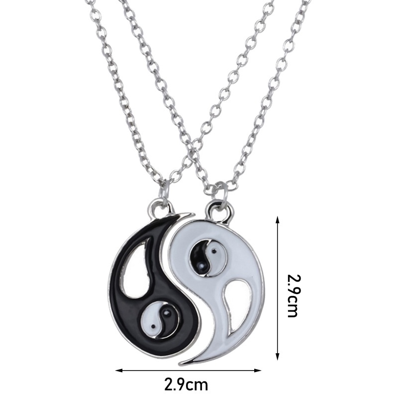 Fancyqube 2pcs / Set Kalung Liontin Yin Yang Untuk Pasangan Saudara Perempuan Dan Pria