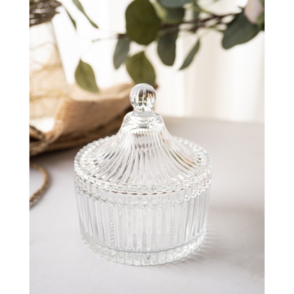 SMALL Crystal Jar Candle Jar Candy Jar / Wadah Toples Kaca Kristal Lilin Permen Hampers Souvenir