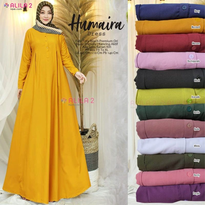 Gamis Maxy Dress Wanita Ld 105 Humaira Ori Alila 2