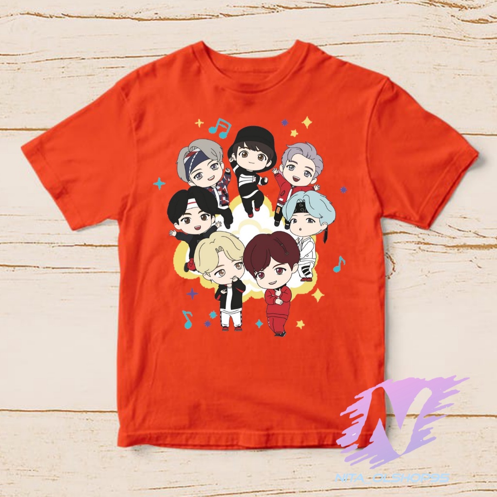 kaos anak kpop bts baju kaos animasi kartun BTS