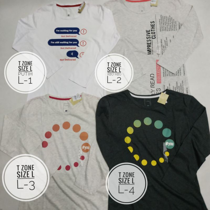 Kaos wanita T zone size L lengan panjang