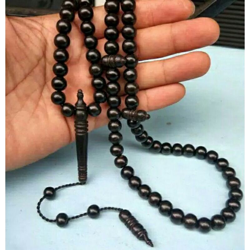 Tasbih kayu tasbih galih kelor hitam 8 mm 99 butir