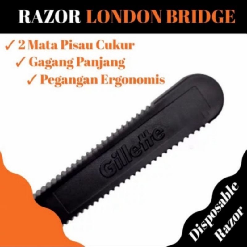 Gillette Razor London Bridge 2 Layer Disposable Hitam - Alat Cukur