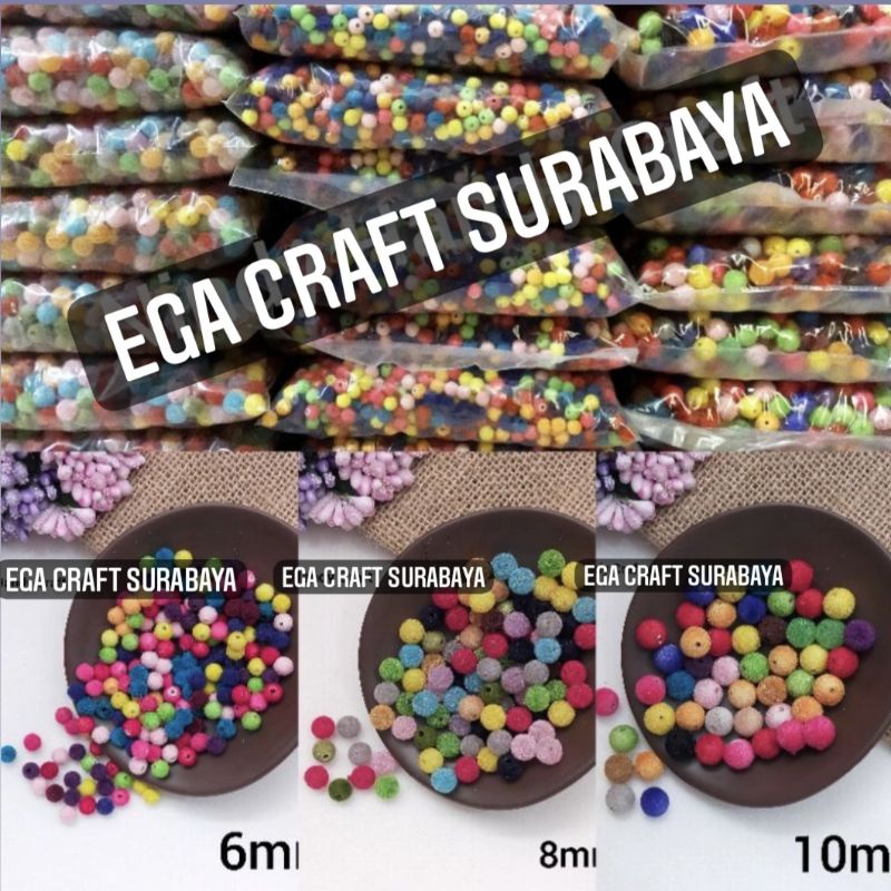 1Pon Manik Bludru Bulat 6mm , 8mm , & 10mm