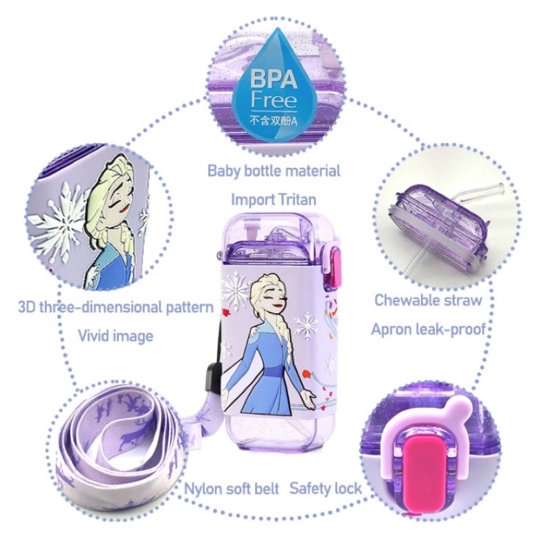 DISNEY Botol Minum Anak Unik /  ORIGINAL Disney water bottle Elsa Mickey donald Cars / Botol Minum Anak disney-5