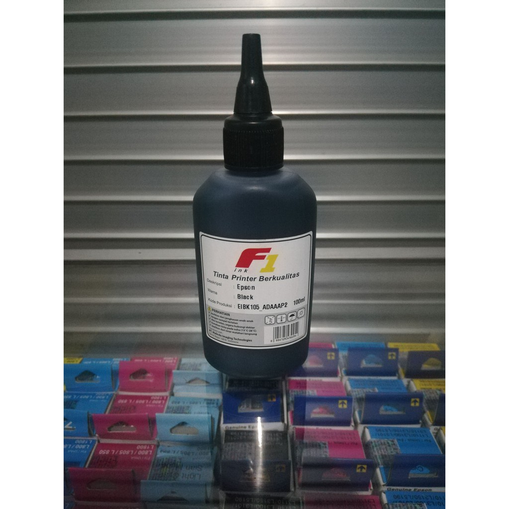 Tinta Refill Dye Base F1 Black Hitam 100ml Printer Epson L100 L110 L120 L200 L210 L220 L300 L310