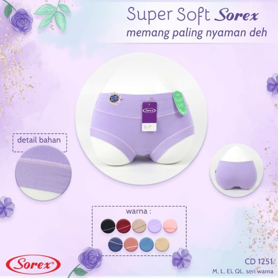 CD BASIC  SOREX 1251 BAHAN SUPER SOFT CELANA DALAM WANITA STRETCH SUPER NYAMAN